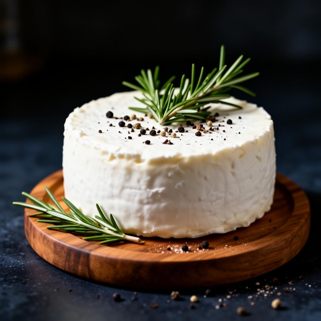Fresh white cheese with rosemary
